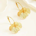 Pendientes Flor Camelia Dorados de Doble Capa para Mujer