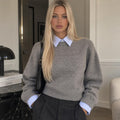 Jersey Martina | Bicolor Gris con Cuello Abatible