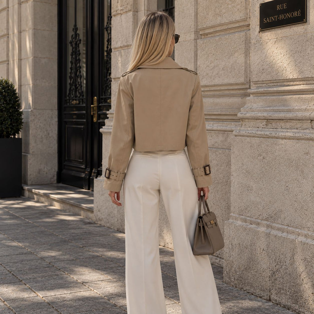 Chaqueta Isabella | Trench Corto Doble Botonadura Camel