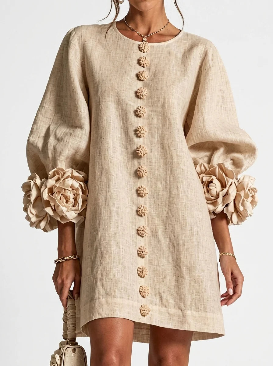 Sara | Vestido con flores en relieve