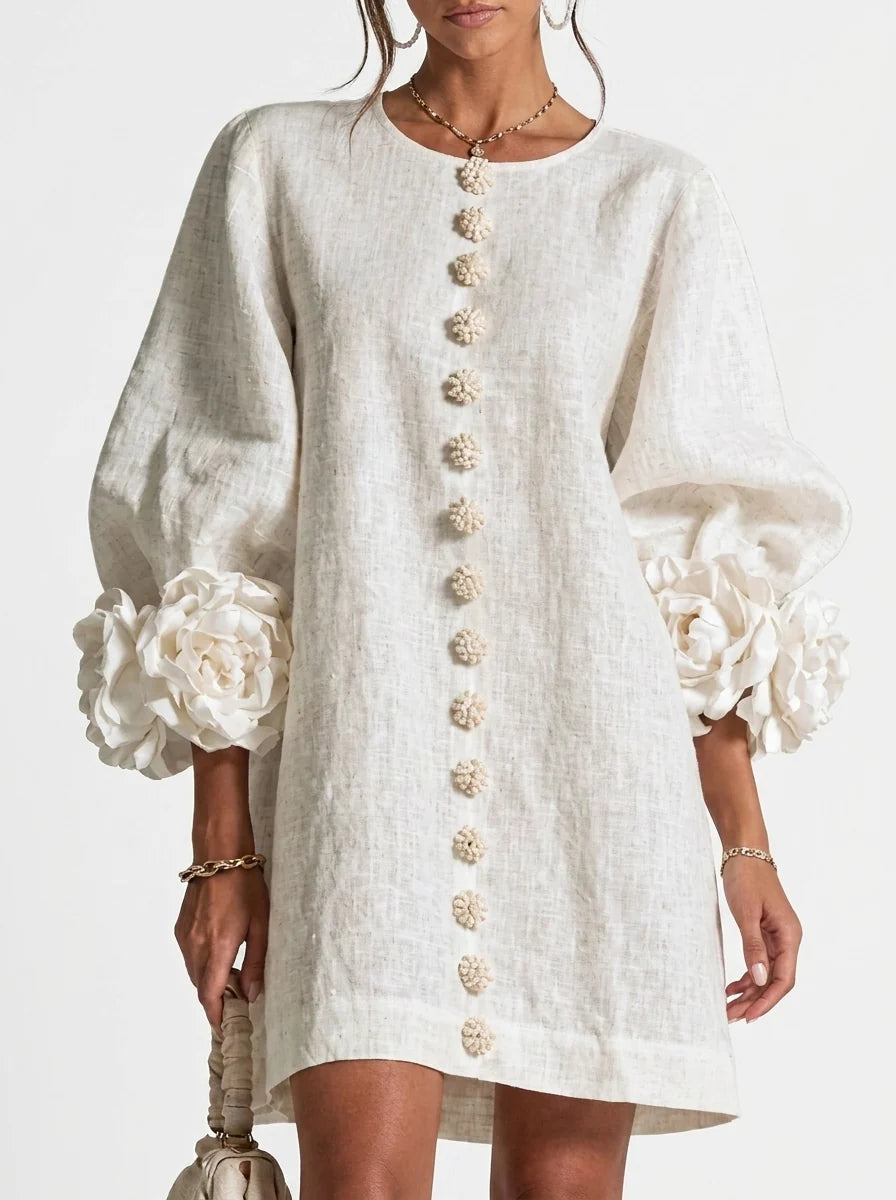 Sara | Vestido con flores en relieve