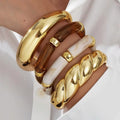 Set de 4 Brazaletes Sofía Dorado y Resina Vintage para Mujer