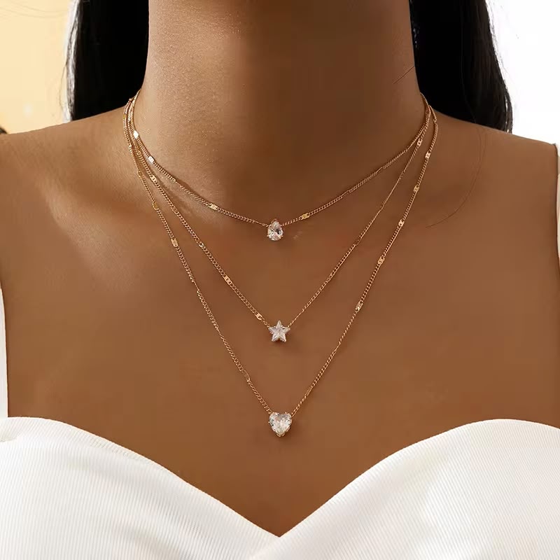 Celina | Collar de tres cadenas con destellos