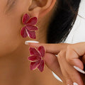 Pendientes Flor Esmeralda | Pétalos Esmaltados Rojos para Mujer