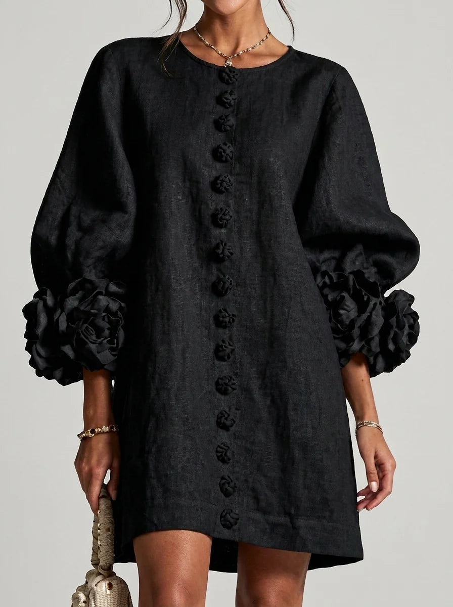 Sara | Vestido con flores en relieve