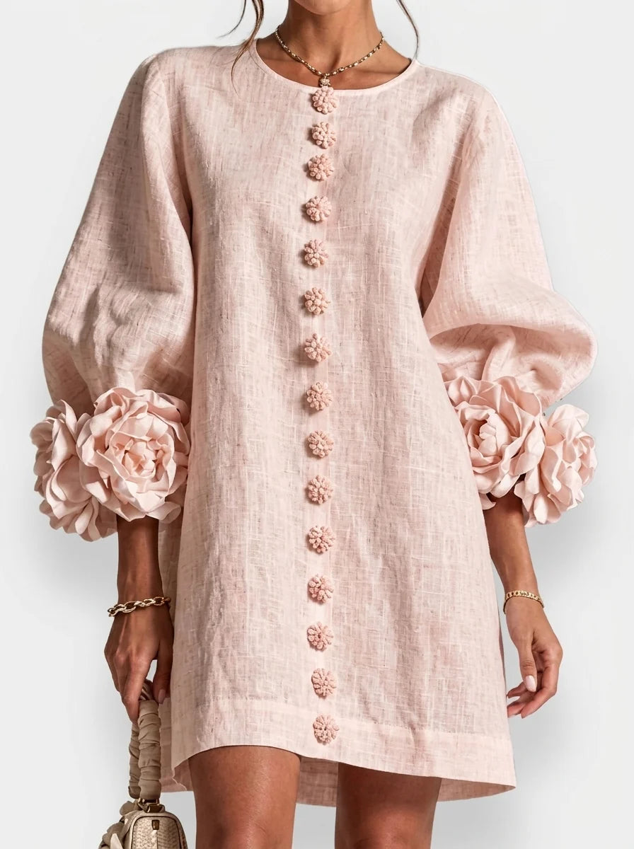 Sara | Vestido con flores en relieve
