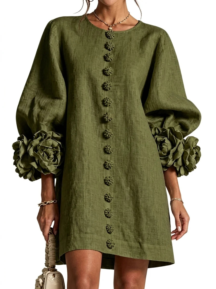 Sara | Vestido con flores en relieve
